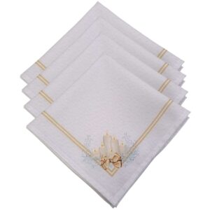 Kit 4 Guardanapos De Tecido Castiçal E Velas De Natal 40cmx40cm - UN / 4 [F135]