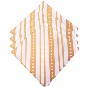 Kit 4 Guardanapos De Tecido Listrado Natal Dourado 40cmx40cm - UN / 4 [F135]