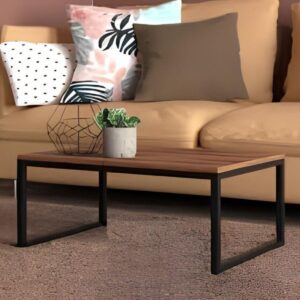 Mesa Centro Sala Pés De Ferro Tampo Mdf 60x40 Amadeirado [F066]