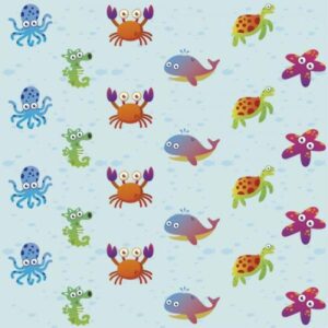 Papel De Parede Infantil Fundo Do Mar Colorido [F066]