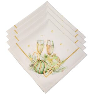 Kit 4 Guardanapos De Tecido Celebra De Natal 40cmx40cm Dourado - UN / 4 [F135]