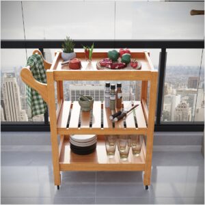 Carrinho Multiuso Server C Rodízios Madeira Natural [F066]