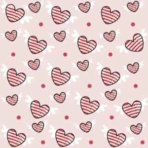 Papel De Parede Infantil Corações Com Asas [F066]