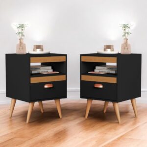 Kit Mesa Cabeceira 2 Unidades Preto Ype Preto [F066]
