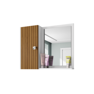 Espelheira Gênova Banheiro Branco Ripado [F066]