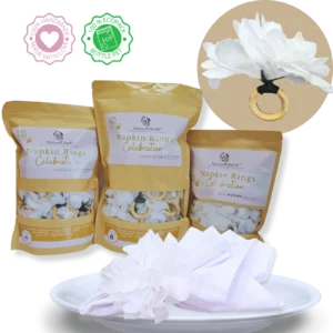 Kits 10, 20, 40 Porta Guardanapos Flor Crisântemo Branco Neve Casamento [F135]