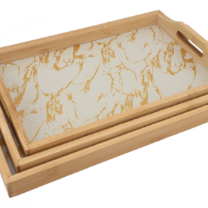 Kit 3 Bandejas C/ Alça Borda 5 Cm P/ Servir Café Lovely Vibe [F088]