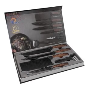 Jogo De Facas 6 Peças Com Tesoura E Descascador Inox - Preto [F088]