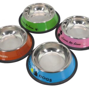 Comedouro Inox Cão Gato Base Antiderrapante Lovely Vibe [F088]