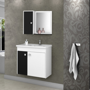 Conj Gabinete Munique 2074286 Banheiro Branco Preto Fosco [F066]