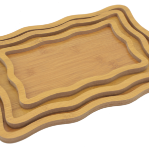 Kit 3 Bandejas Retangulares Mdf Borda Ondulada - Mesa Posta [F088]