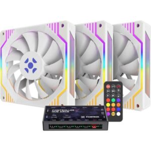 Kit Cooler Fan ARGB Fortrek Frosty Branco Com Controladora/Controle [F002]