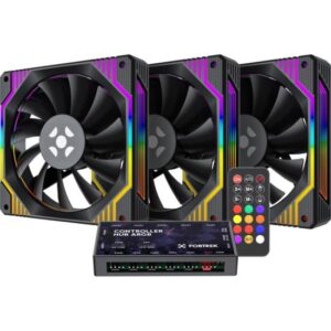 Kit Cooler Fan ARGB Fortrek Frosty Preto Com Controladora/Controle [F002]