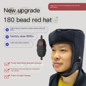 Touca de Fisioterapia com Luz Vermelha LED para Fortalecimento e Prevenção da Queda de Cabelo