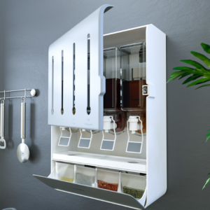 Porta Condimentos de Parede com Torneira Dosadora – Dispenser Recarregável