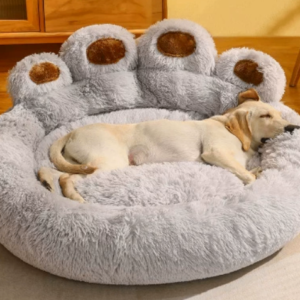 Cama Redonda para Cães e Gatos – Pelúcia Macia Formato Pata de Urso