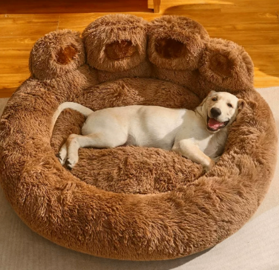 Cama Redonda para Cães e Gatos – Pelúcia Macia Formato Pata de Urso - Imagem 3