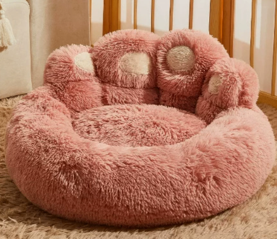 Cama Redonda para Cães e Gatos – Pelúcia Macia Formato Pata de Urso - Imagem 2
