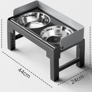 Tigela Elevada para Alimentação de Cães e Gatos com Suporte Ajustável e Dupla Tigela em Aço Inoxidável
