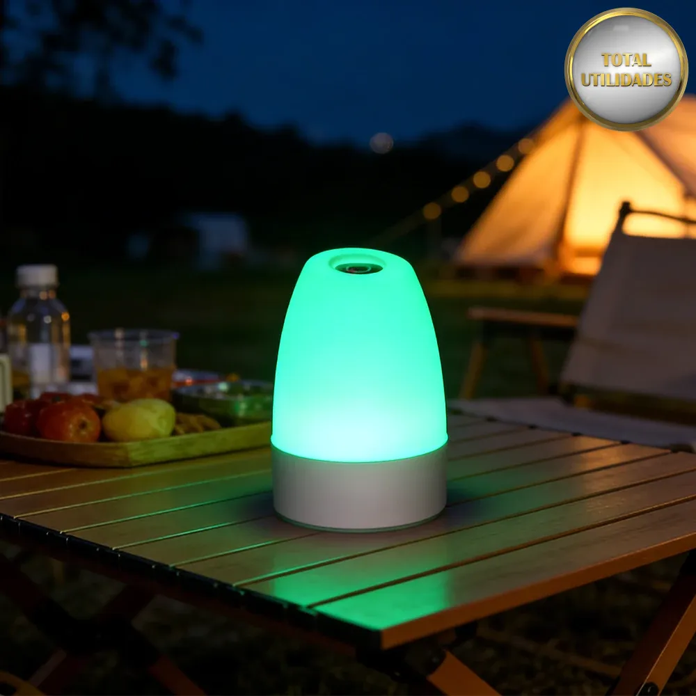 Luminária Noturna LED Recarregável RGB com Controle Remoto e Toque