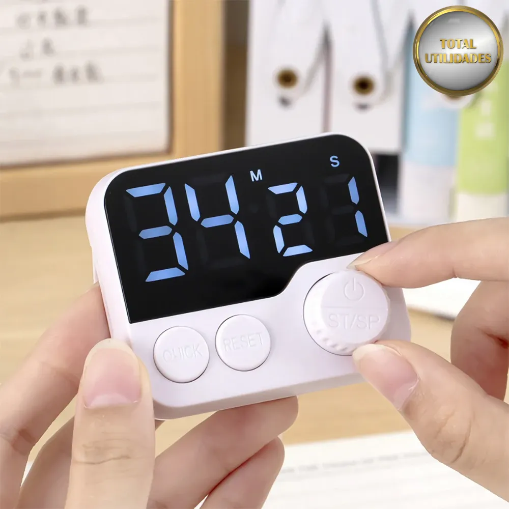 Timer Digital Multifuncional com Display LED e Controle Rotativo