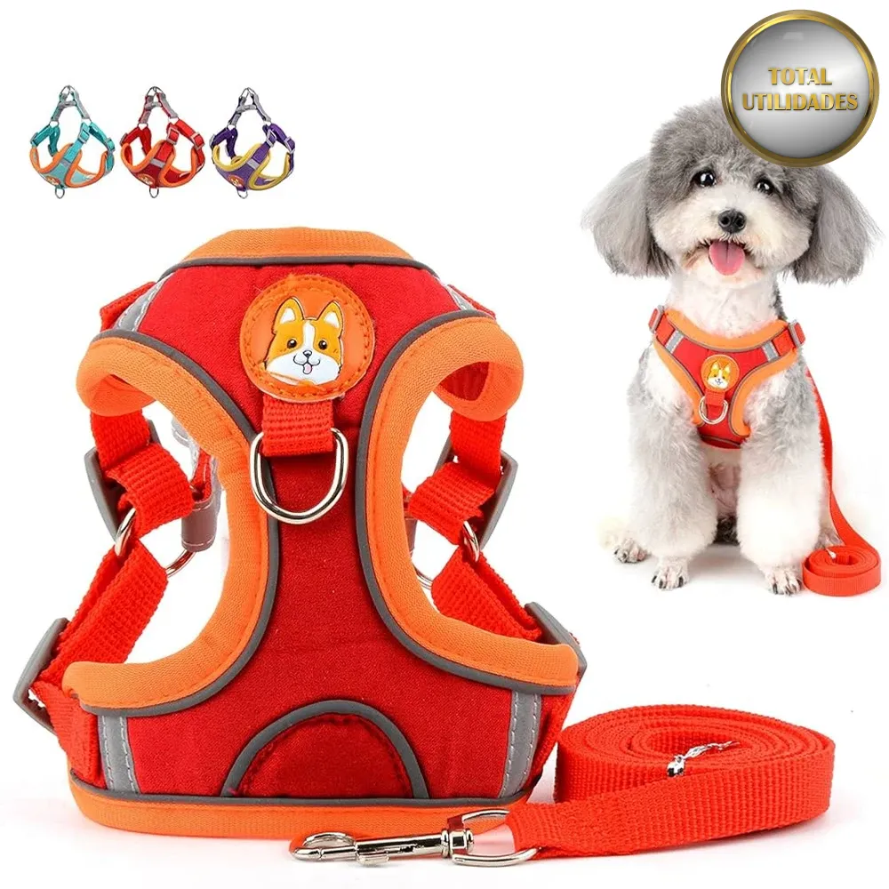 Peitoral Ajustável para Pets com Guia e Sistema de Segurança Ergonômico