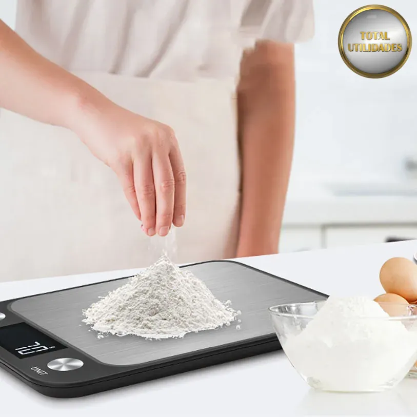 Balança Digital de Cozinha Inox 15Kg/1g Alta Precisão