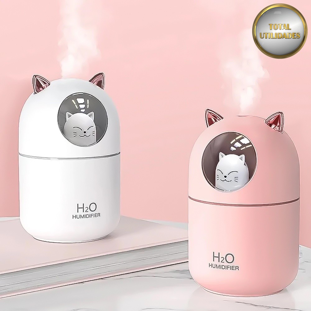 Umidificador Aromatizador Difusor Infantil Gatinho com Luz RGB Sortido