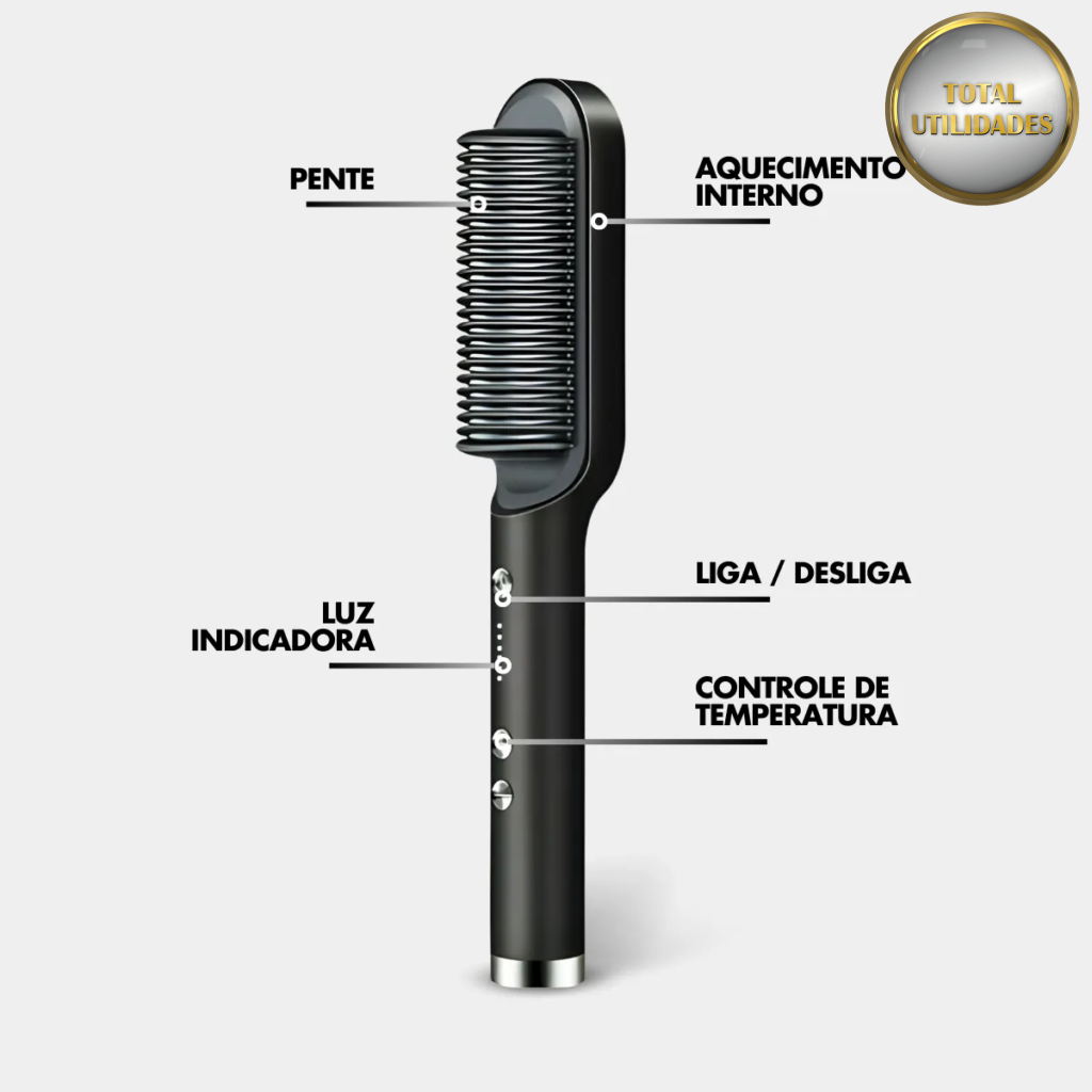 Escova Alisadora de Cabelo com Temperatura Ajustável