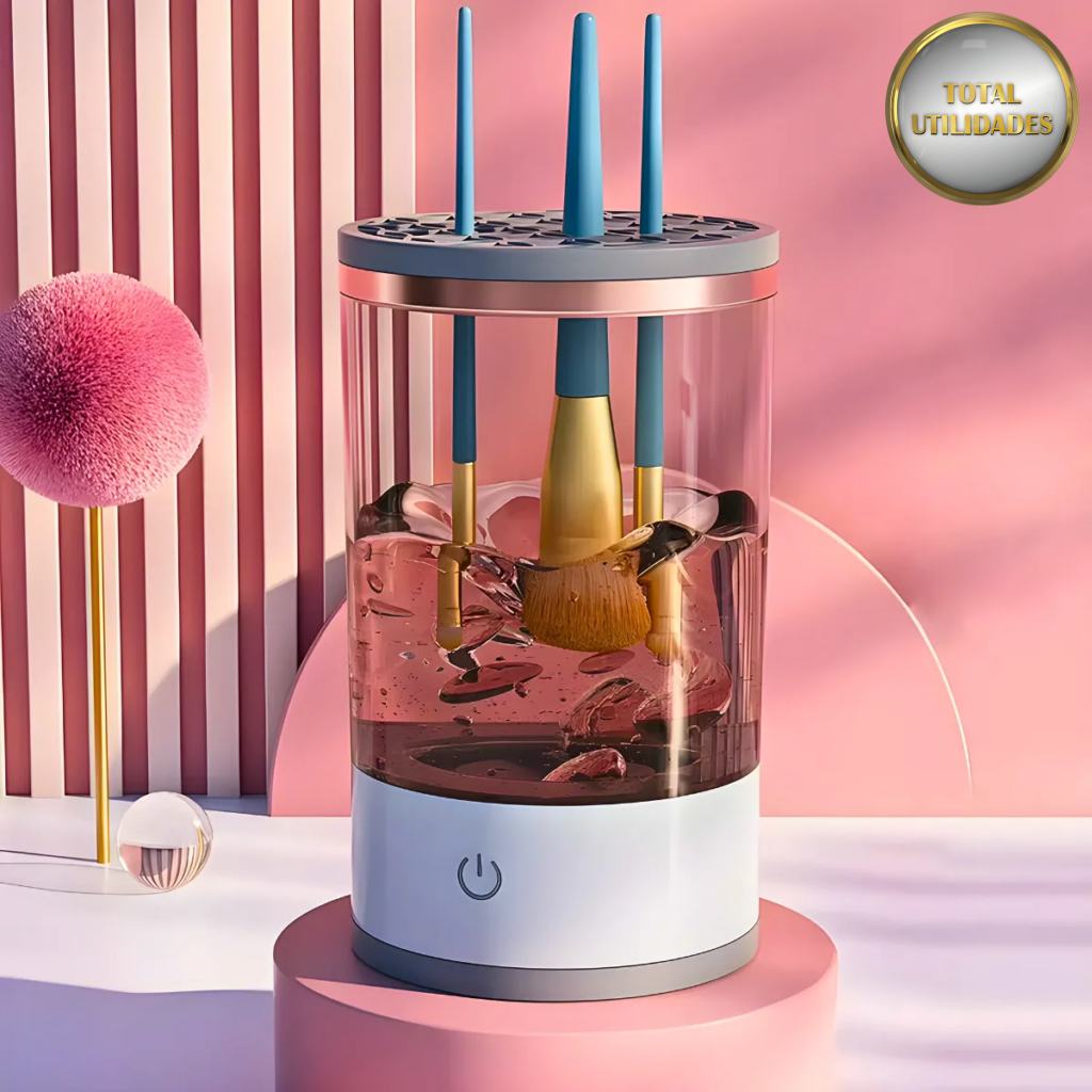 Limpador de Pincéis de Maquiagem Elétrico com Secagem Automática USB