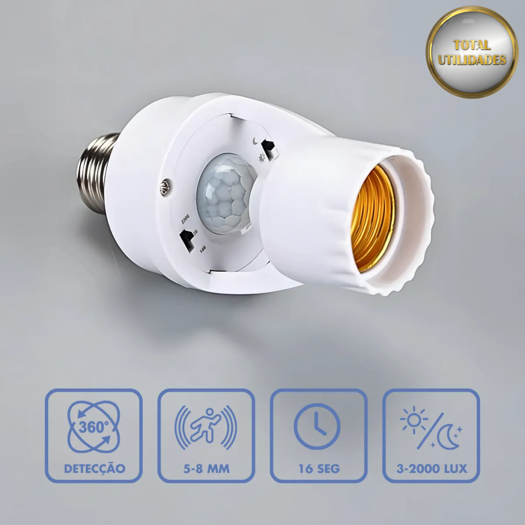 Sensor de Presença com Fotocélula para Lâmpada Soquete E27