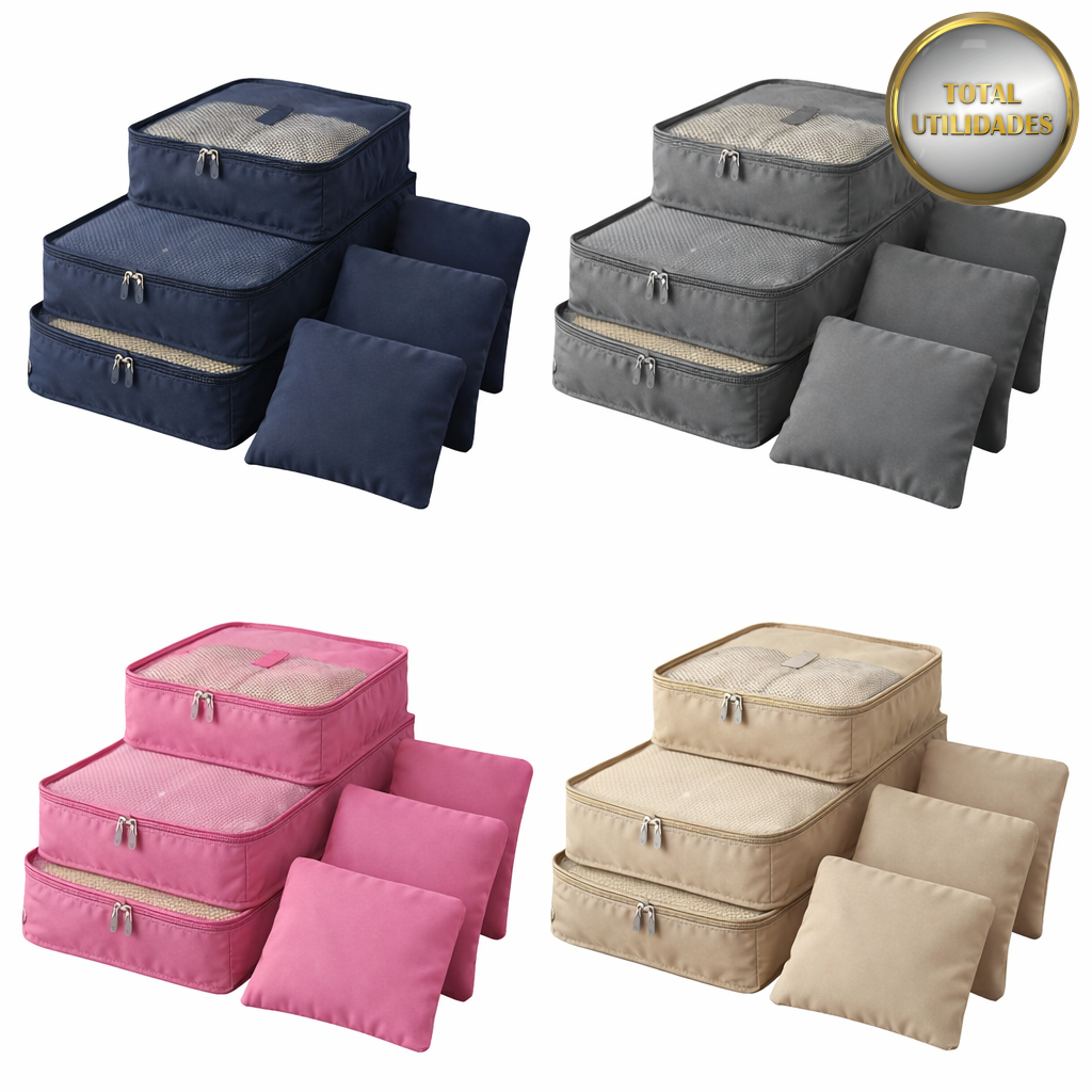Kit 6 Organizadores de Mala para Viagem Sortido