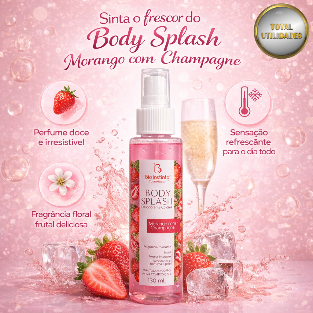 Body Splash Bio Instinto Morango com Champagne 130ml