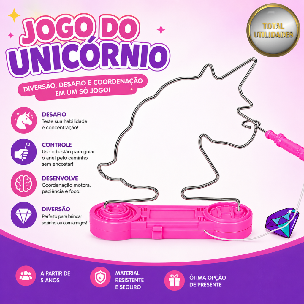 Jogo Unicórnio Mágico Desafio do Arame Coordenação Infantil