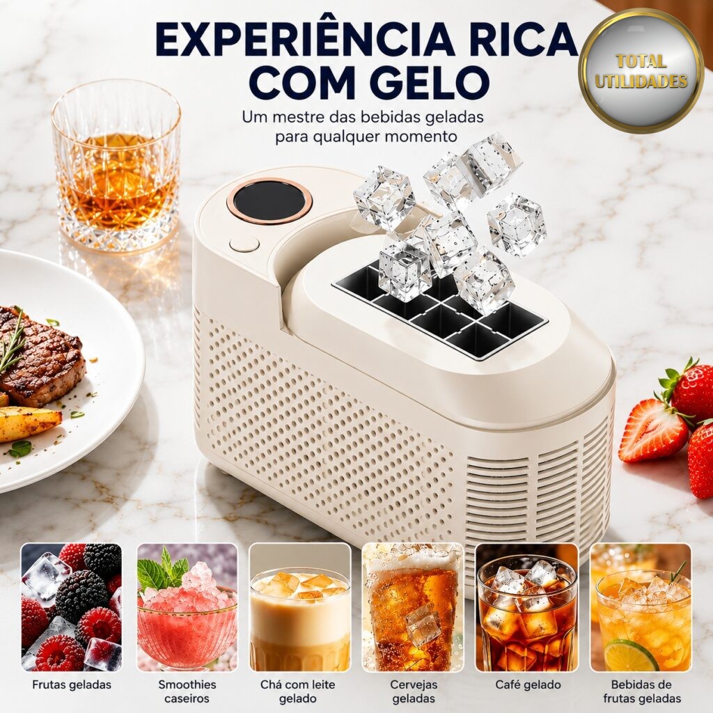 Mini Máquina de Fazer Gelo Portátil Elétrica 110V