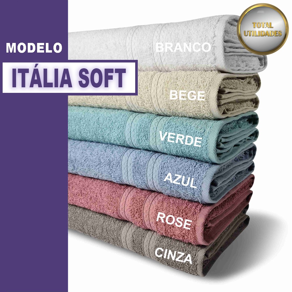 Kit 2 Toalhas Itália Soft 1 Banho 1 Rosto Grossa 100% Algodão 430g/m²
