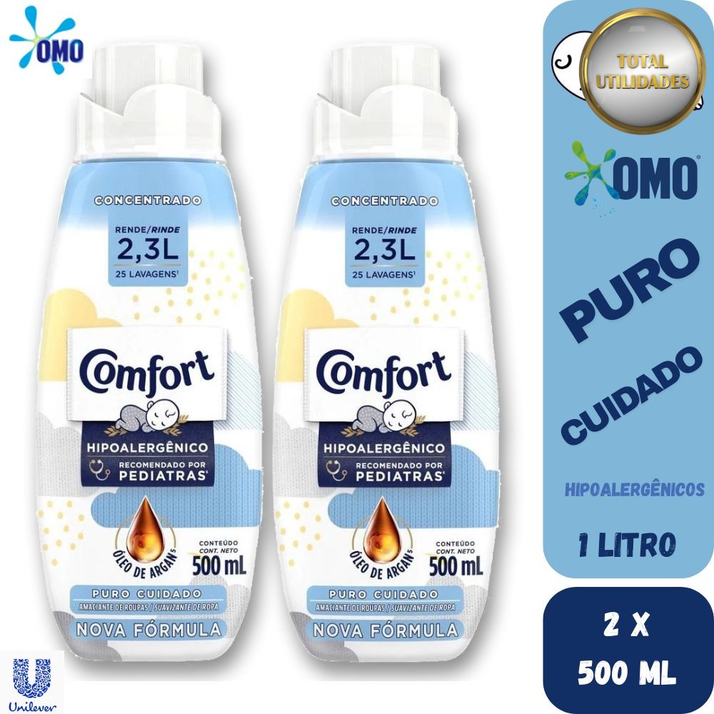 Kit 2 Amaciantes Comfort Concentrado Puro Cuidado 500ml
