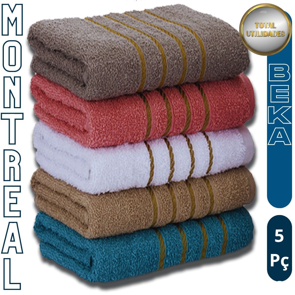 Kit 5 Toalhas de Banho Grossas Banhão Montreal Alta Absorção