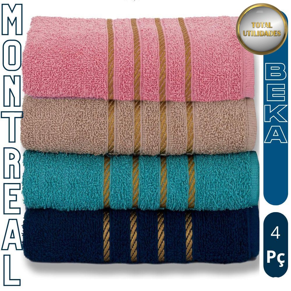 Kit 4 Toalhas de Banho Montreal Beka – Grossas e Alta Absorção